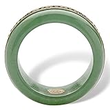 PalmBeach 14K Yellow Gold Round Genuine Green or 10K Yellow Gold Black Jade Greek Key Ring Size 6