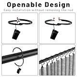 Ginbel Direct 24 Pack 2 Inches Curtain Rings with Clips, Openable Drapery Metal Clip Iron Drapes Hangers Decorative for Windows Rods Rustproof, Black