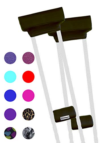 Crutcheze Original Crutch Pads & Hand Grips Covers – Premium Comfort Padding Accessory for Underarm Crutches –Breathable, Moisture-Wicking, Washable, Odor-Reducing USA Designed Black (Adult & Youth)