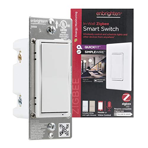 Enbrighten Zigbee Smart Light Switch, QuickFit & SimpleWire, Pairs Directly with Echo 4th Gen/Echo Show 10/Echo Studio/Echo Plus/Eero Pro 6, With Alexa, Google Assistant, Smart Light Switch, 43078