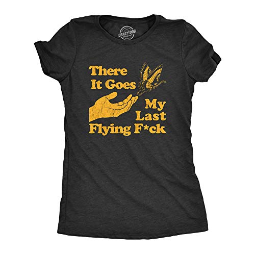 Womens There Goes My Last Flying F*ck Tshirt Funny Sarcastic Tee Funny Womens T Shirts Sarcastic Tops for Women Funny Sarcastic T Shirt Women's Novelty Black - S