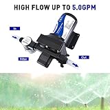 FlowFluid 12V DC Water Pressure Booster Pump for RV,70PSI 5GPM Washdown Fresh Self Priming Diaphragm Pump for Boats with Filter,4-Chamner Transfer On Demand Pump for Marine Yacht Caravan Garden Hose