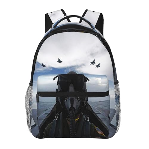 ZUIDSYI Airplane Aircraft Backpack Fighter Pilot Travel Laptop Backpacks Ruckasck Book Bags Plane School Bag for Boys Girls Kids Childrens Teenager