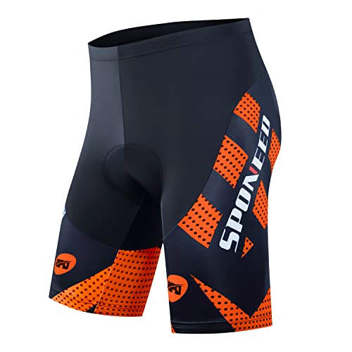 sponeed Biking Shorts Elastic Cycle Clothing Gym Pants Male Commuting to Work Sportswear Cycling US 3XL Orange