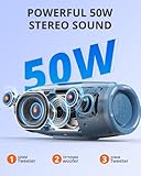 Tronsmart Mirtune S100 Portable Bluetooth Speaker, 50W Punchy Bass & Clear Treble, Retractable Handle, 20H Playtime, IPX7 Waterproof, Customize EQ, Built-in Power Bank for Outdoor, Camping,Beach(Blue)