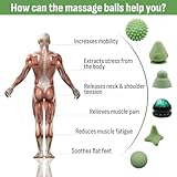 Physical Therapy Pain Relief Massage Ball Set for Trigger Point Release - Myofascial Release Tool & Deep Tissue Massage Set of 6 Pieces - Lacrosse, Spiky, Hand Roller & Mountable Self Massage Ball