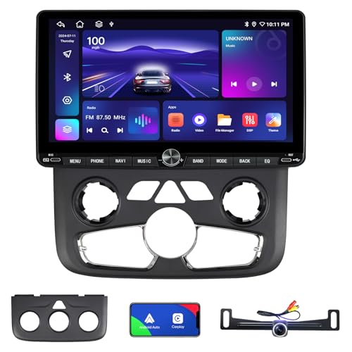 10 inch Touchscreen Car Stereo Radio for Dodge Ram 1500 2500 3500 2013-2018 (Manual or Auto AC Climate Control) Replacement Dash Kit w/Wired Wireless CarPlay Android Auto DSP GPS Navigation(4GB+64GB)