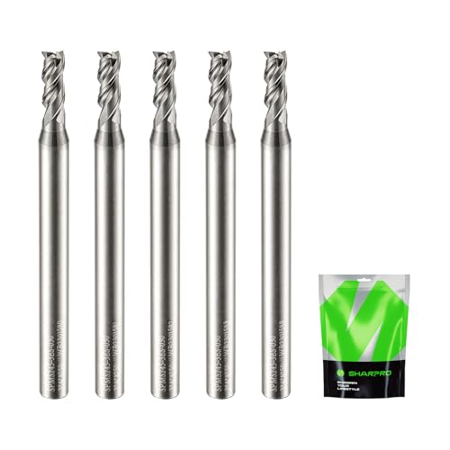 3mm Shank Carbide End Mills for Aluminum Cutting, 3 Flutes, Highly Polished Upcut Spiral Aluminum Router Bit. Plunging Application, Applicable for Various Types of Aluminum (5PCS)