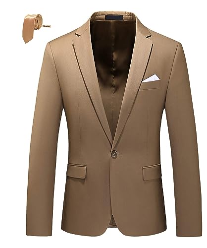 MOGU Mens Blazer Slim Fit Sport Coats 26 Colors Suit Jacket for Daily Business and Prom Party US Size 40 Khaki