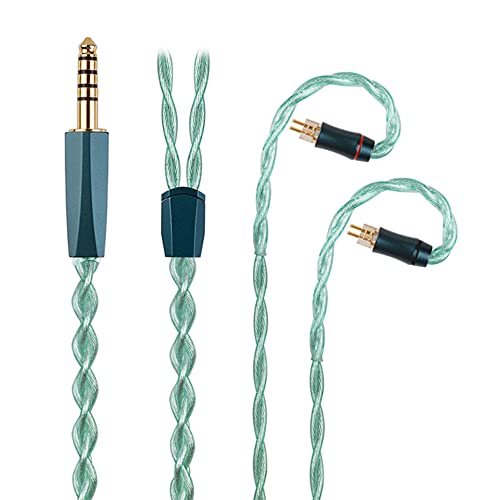 NICEHCK FourMix IEM Cable, 7N high Conductivity Copper Earphone Upgraded Cord, 6N Silver Coated OCC in Ear Monitor Cables for Earbuds Wired Earbud Replacement Cords (Green, 4.4mm with 0.78mm 2PIN)