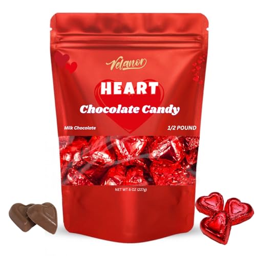 Milk Chocolate Heart Shaped Mini Rich Gourmet Individually Wrapped in Red, 24 Pieces 8 oz, Milk Chocolate Candy