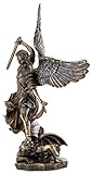 Top Collection Archangel St. Michael Statue - Michael Archangel of Heaven Defeating Lucifer in Premium Cold-Cast Bronze - 14.5-Inch Collectible Angel Figurine