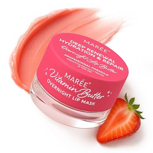 MAREE Lip Moisturizer - Lip Mask Overnight - Moisturizing Lips Butter Balm with Hyaluronic Acid - Lip Sleeping Mask - Lip Moisturizer For Very Dry Lips Care - Hidratante de Labios Care Products