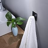 DELITON Adhesive Hooks - 4 Pack Towel/Coat Hooks Wall Hooks Stick on Bathroom or Kitchen (Matte Black, Stainless Steel)