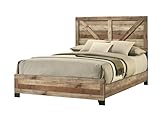 Kings Brand Furniture 6-Piece Antique Natural Queen Size Bedroom Set - Bed, Dresser, Mirror, Chest and 2 Nightstands