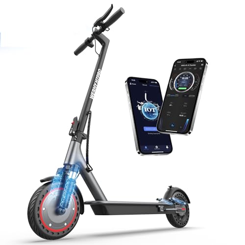 Electric Scooter, 350W/500W Motor, Top Speed 16/19/22 mph, Max 12/21/23Miles Ranges, Foldable E Scooter for Adults (8.5''-350W-Dual Suspension)