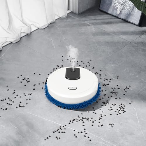 LIAPDG Wireless Robot Mop Wet ＆ Dry Rechargeable, 10,000 RPM Automatic Sweeping Mopping Robot Mop Wet Dry Rechargeable 360° Full-Surround Wipe Single Sweeping Area of Approximately 645.83 Ft²