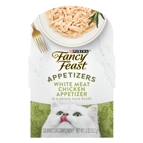 Purina Fancy Feast Appetizers Grain Free Wet Cat Food Complement White Meat Chicken Appetizer in a Savory Tuna Broth Cat Food Topper - (Pack of 10) 1.1 oz. Trays