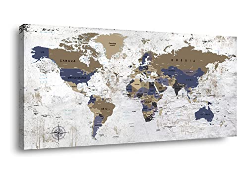 ZEYDRT abstract world map Wall Art of the World Painting Canvas Wall Art for Office Living Room Wall Art Canvas Art Wall Decorations Prints for Background for Home Office Decoration 24"x48"