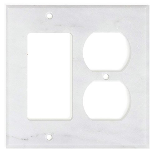 Italian Carrara White Marble Switch Plate Cover, Honed (ROCKER DUPLEX)