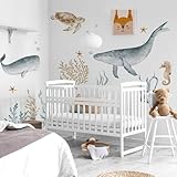 NXUEBDU Under The Sea Wall Decals Large Whale Shark Wall Stickers Ocean Animals Wall Decals Baby Kids Boys Girls Room Bedroom Wall Decor