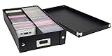 Snap-N-Store Cassette Tape Storage Box - 2 Pack, Durable Boxes with Lids to Hold up to 50 Cassette Cases - Black