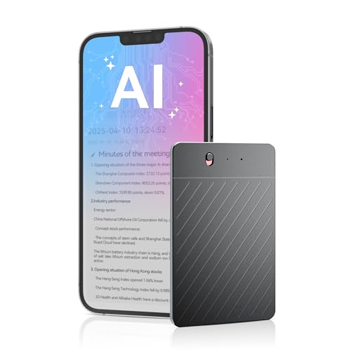 AI Voice Recorder, Free Real-Time Transcription & Translation | Chat gpt Powered Summarizer, 93 Languages, 64GB Memory, App Controlled, for Lectures, Interviews, Meetings, & Calls(Black)