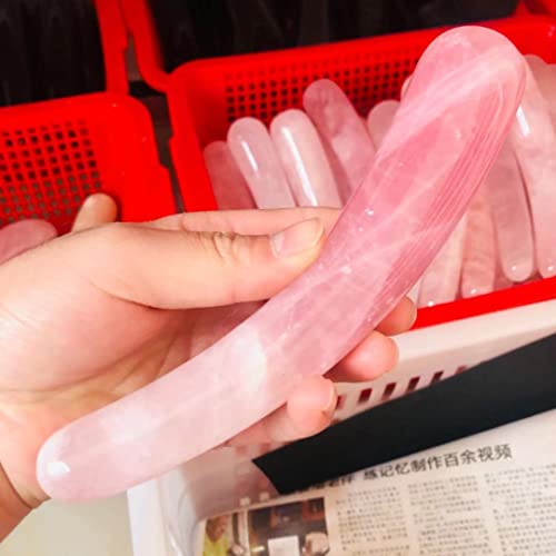 Sudemota Natural Crystal Rough 1PC Natural Curved Rose Quartz Stone Massage Yoni Pink Crystal Wand 170mm-180mm for Women Healthy Healing