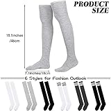 Aneco 6 Pairs Over Knee Thigh Socks Knee-High Warm Stocking Women Boot Sock Leg Warmer High Socks for Daily Wear, Cosplay