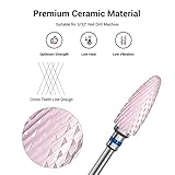 MelodySusie Ceramic Nail Drill Bit, 3/32'' (2.35mm) Professional Acrylic Nail File Flame Drill Bit for Manicure Pedicure Cuticle Gel Nail Polishing, Beginners Bits, Pink, Series Bit-S, Medium