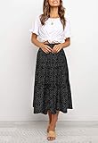 MEROKEETY Women's Boho Leopard Print Skirt High Waist Pleated A-Line Skirts Black Medium