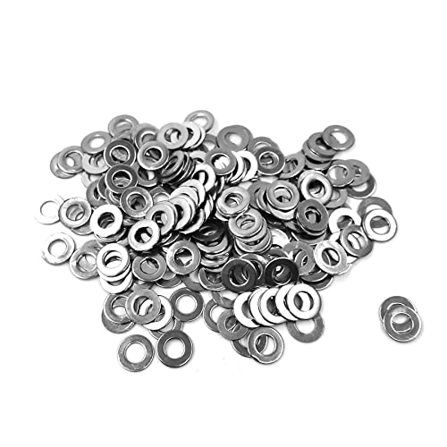 M5 Stainless Steel Flat Washers, 5mm ID, 10mm OD, 1mm Thickness, 18-8 (304) Stainless Steel Plain Finish Washers Flat Ring Washers, 200pcs (M5)