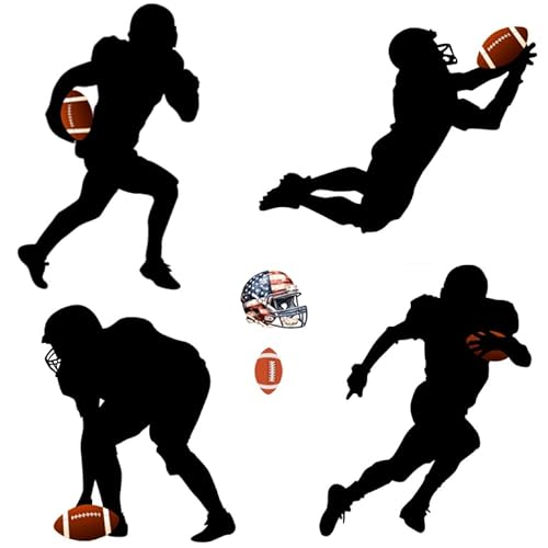 Large American Football Wall Decals Peel and Stick for Boys Bedroom Decor,American Football Player Silhouette Wall Decals,Removable Football Wall Stickers Decor,Football Room Decor Boys Teenagers