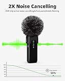 Wireless Lavalier Microphone for iPhone 15 16 & Android with Noise Cancellation, 100ft Transmission, 18H Battery Life, USB Type-C Wireless Lapel Microphone for Video Recording, Vlog, Streaming