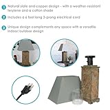 Sunnydaze 24" Outdoor Table Lamp - Weather-Resistant Natural Slate Light for Indoor or Outdoor Use - Gray Cotton Lampshade