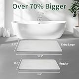 XMarrat Large Stone Bath Mat, Super Absorbent Diatomaceous Earth Bath Mat Large, Quick Drying Non-Slip Diatomite Stone Bath Mats for Bathroom, Easy to Clean (Light Gray, Extra Large 31.5" x 19.7")