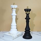 Large Chess Statue, King Queen Knight Resin Sculpture Ornament Collectible Chess Figurine Decor, Game Figure for Home House Decoration Office Desk Wine Cabinet Arrangement Gift (White 3pcs)