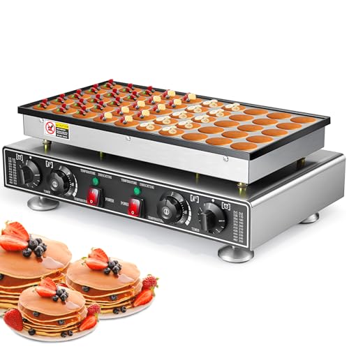 Leomru 110V Mini Pancake Baker 1800W, 50PCS Commercial Pancakes Maker Machine, 1.8 Inches Electric Muffin Waffle Maker Machine Dutch Poffertjes Grill For Home Kitchen Restaurant Snack Dessert