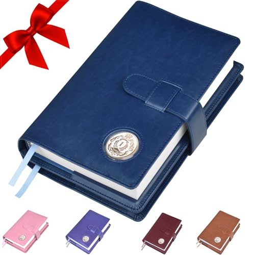 GALILEO® Double AA Big Book Cover & 12 Steps & 12 Traditions | Medallion Holder | AA Gift | Alcoholics Anonymous | PU Leather | AA Book Covers for Hardcover (Plain/Coin Pocket/Navy Blue)