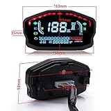 PACEWALKER Universal Modification Motorcycle LED LCD Speedometer Digital Odometer Backlight for 1,2,4 Cylinders for Honda Ducati Kawasaki Yamaha(Professional Installation Required)