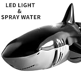 Bennol 2.4Ghz Remote Control Shark Toys for Boys Kids, 1:18 Scale High Simulation Shark for Pool, Electric RC Shark Fish Toys with Light & Spray Water Function for 4 5 6 7 8 9 Year olds Kid Boys Girls