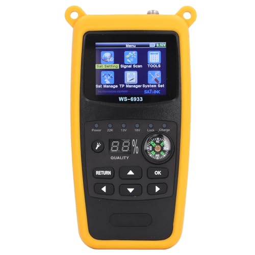 Satellite Finder Meter Satellite Si gnal Locator DVB S / S2X Si gnal Measuring Meter Detector Receiver with Flashlight Backlit Buttons,2.1in Colorscreen,800mAh Battery