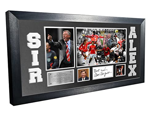 Sir Alex Ferguson Montage Celebration Manchester United Utd Signed Autographed Ronaldo Beckham Cantona Giggs Rooney Scholes Photo Photograph Picture Frame Football Soccer Poster Gift B