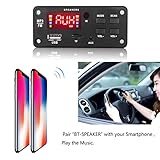 12V Car Audio Bluetooth Mp3 Decoder Board Color Screen Display Bluetooth Version 5.0 Mp3 Decoder Module Dual Decoding Audio Receiver Module with Remote Control