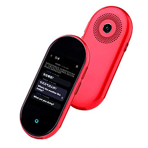 JIQHOHX Language Translator Device, 108 Language Smart Translations in Real Time, Supports Voice/Offline/Text/Recording/Photo Translation, with 3.0Inch Touch Screen,Red (Red)