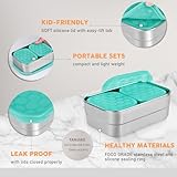 Tanjiae Stainless Steel Lunch Containers for Kids | Leak Proof Food Grade Snack Containers with Silicone Lids - Perfect Metal Food Containers with Lids for Kids School and Toddler Daycare (25oz+8oz*2)