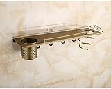 yIXAGLPU Simplicity Copper Hair Dryer Holder Wall Mounted Shelf Hair Blow Dryer Rack Portable Spiral Dryer Holder Rack Hairdryer Hanging Rack Organizer, 50cm ()