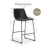 DUMOS 26 Inch Counter Height Bar Stools Set of 4, Modern Faux Leather High Barstools with Back and Metal Leg, Bar Chairs for Kitchen lsland, Black