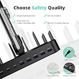 320W Charging Station for Multiple Devices, Zobirez 10-Port USB C Fast Charger Stations for MacBook, iPhone, Android Cell Phone, iPad, Tablet, Family Multi-Device Organizer Charging Dock, Black