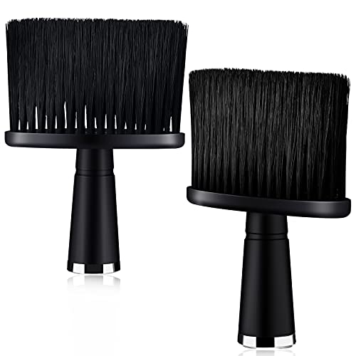 2 Pcs Black Soft Brushes - Neck Duster for Hair Styling, Cutting and Face Cleaning for Barbers and Home Use